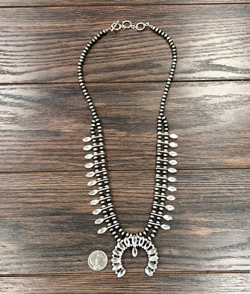 732904, Handmade Squash Blossom Crystal Necklace