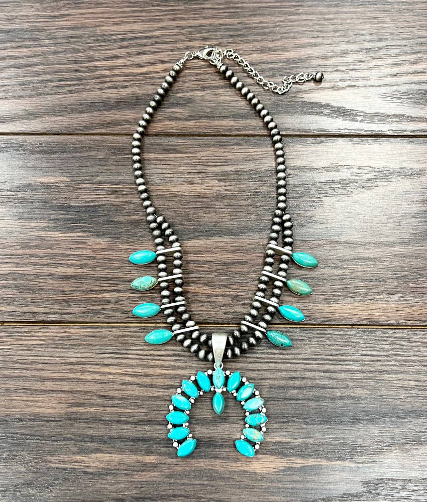 739395, Squash Blossom Turquoise Necklace