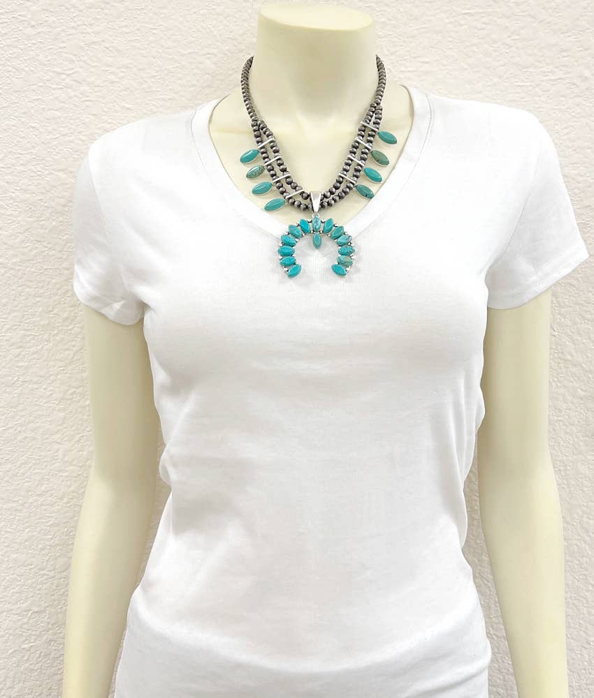 739395, Squash Blossom Turquoise Necklace