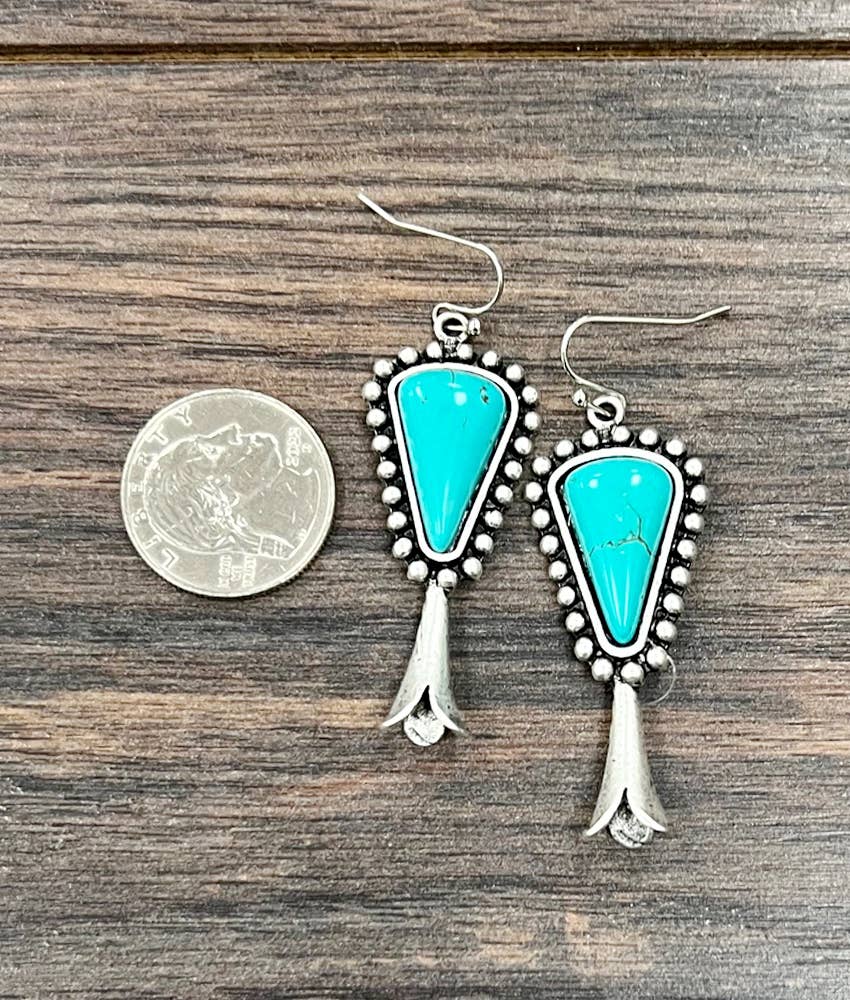 720805, Squash Blossom Turquoise Earrings