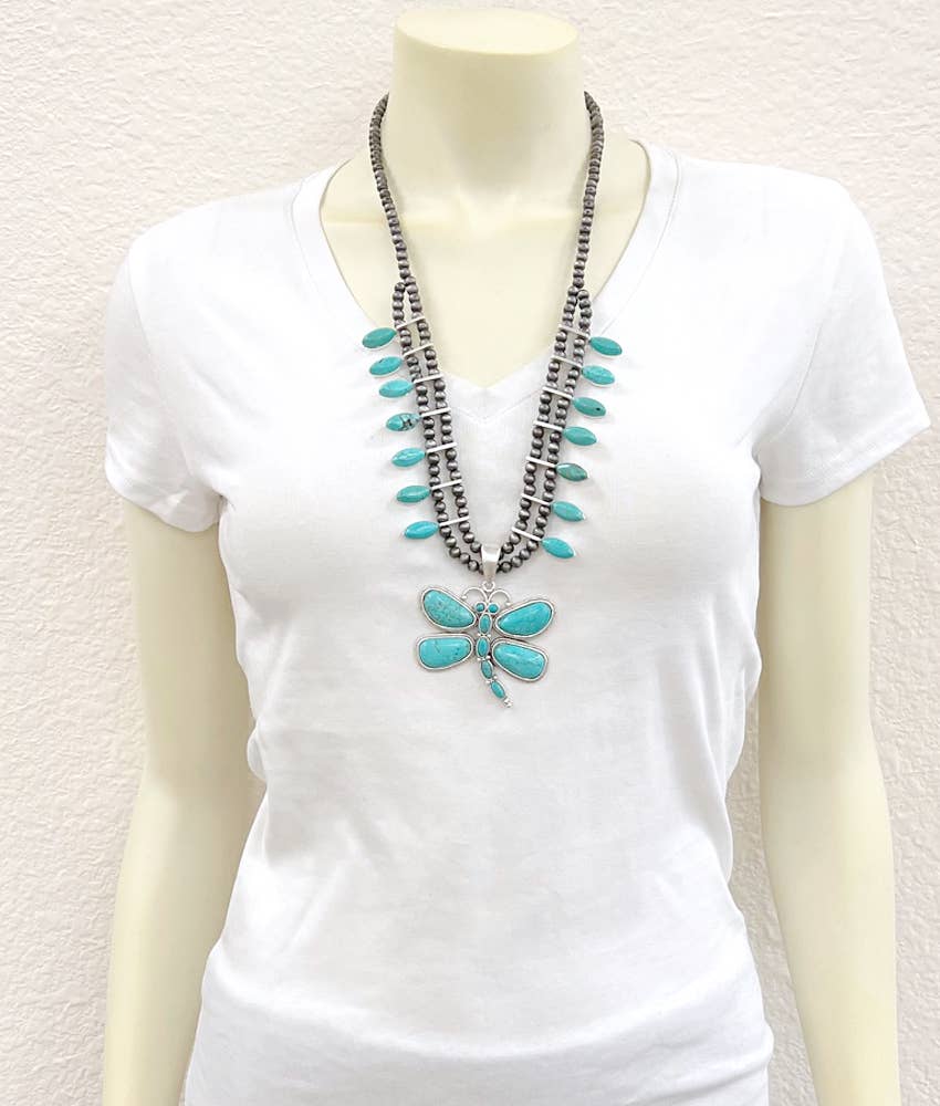 739025, Squash Blossom Turquoise Necklace