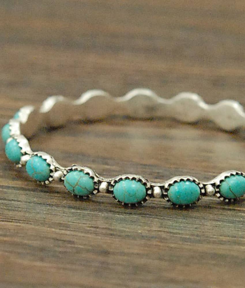 710645, Oval Turquoise Bangle Bracelet