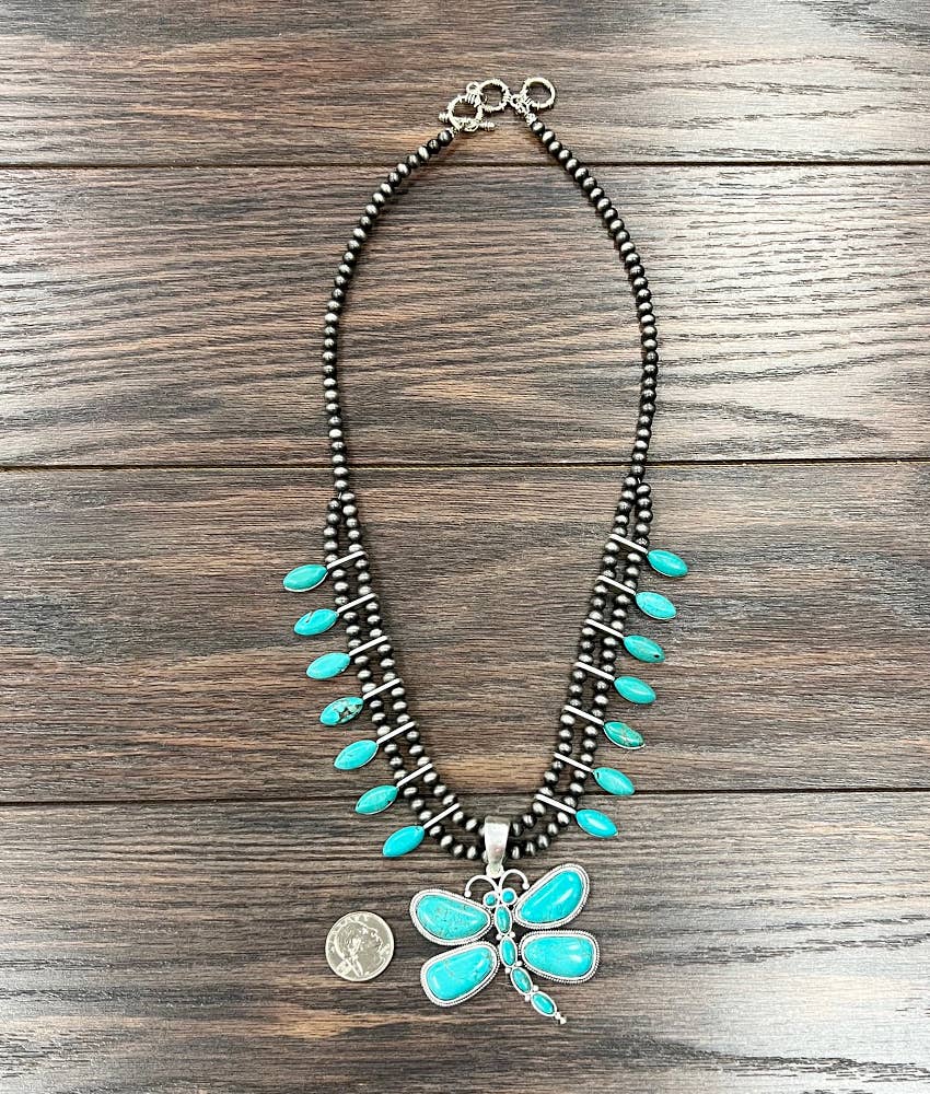 739025, Squash Blossom Turquoise Necklace