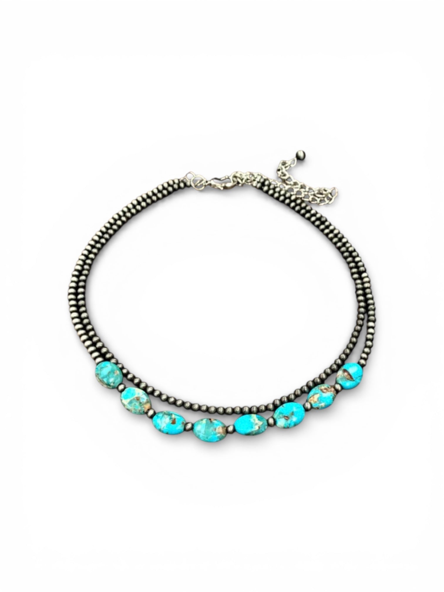 Handmade 15" Navajo Oval Gemstone Necklace 734695