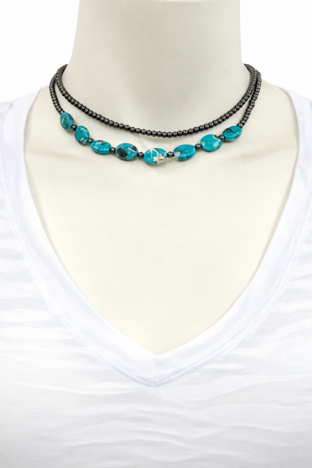 Handmade 15" Navajo Oval Gemstone Necklace 734695