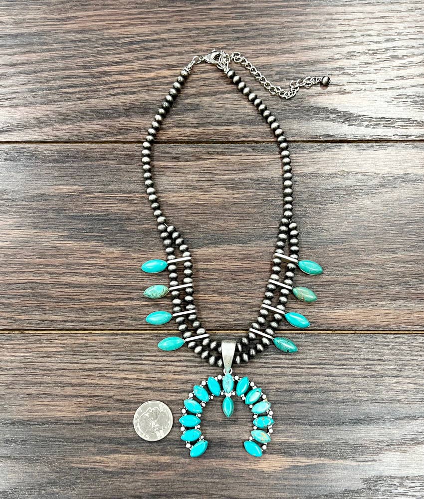 739395, Squash Blossom Turquoise Necklace