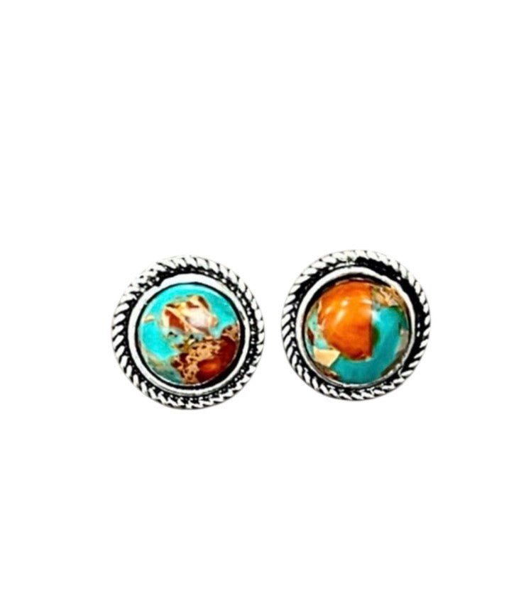 10mm Round Gemstone Stud Earrings 746495