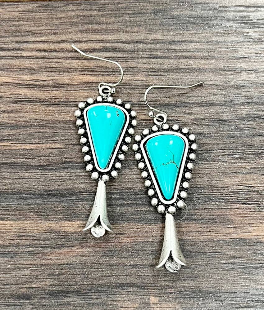 720805, Squash Blossom Turquoise Earrings