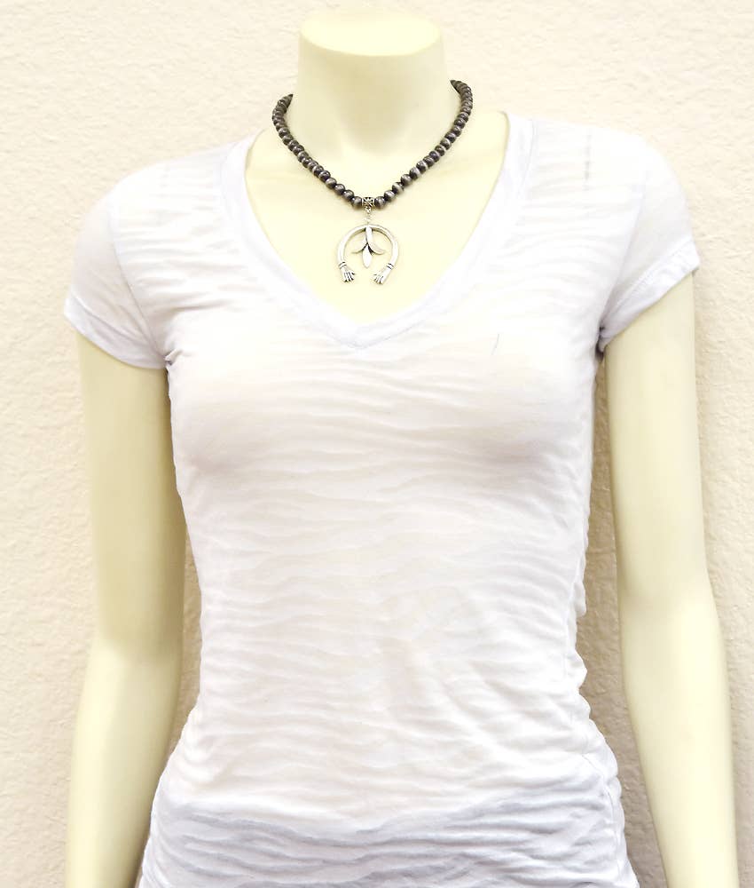 733082, Handmade Navajo Squash Blossom Necklace