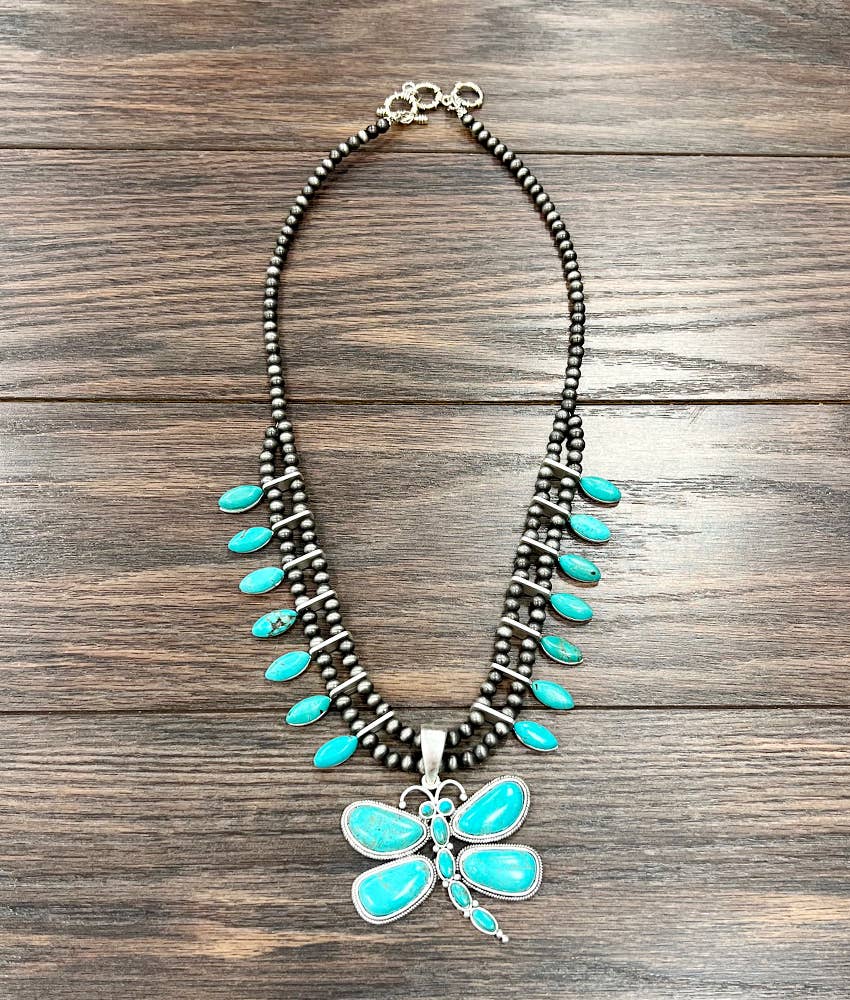739025, Squash Blossom Turquoise Necklace