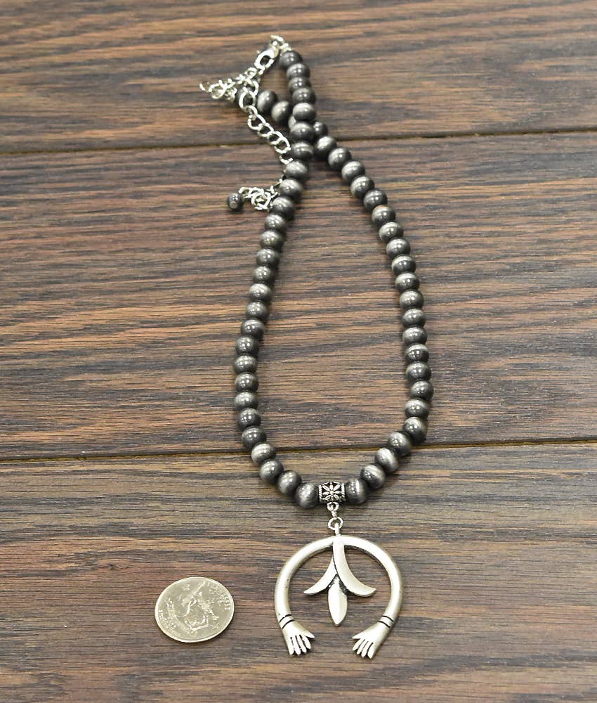 733082, Handmade Navajo Squash Blossom Necklace